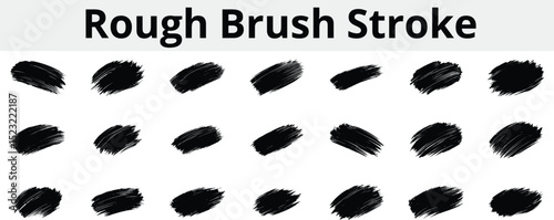 Set of rough black brush stroke Vector illustration on transparent background