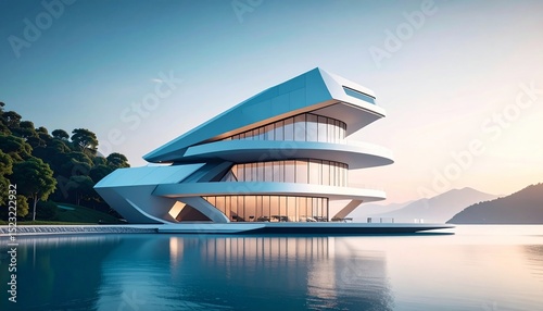 Futuristic Waterfront Mansion: Modern Architectural Marvel