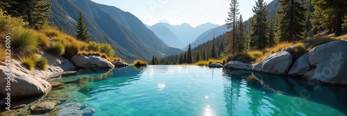 Relax and rejuvenate in Wyoming's natural hot springs Soak in the therapeutic mineral waters surrounded by stunning mountain scenery Escape to paradise and find tranquility , rocky mountains, outdoor