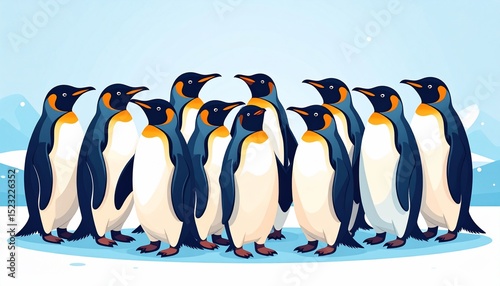A Colony of Majestic Emperor Penguins