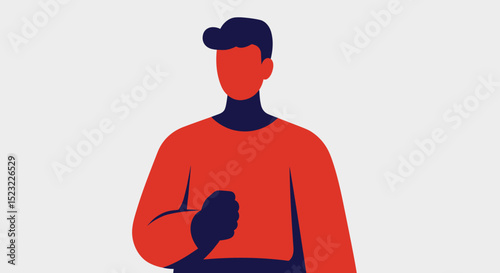 Abstract illustration of a person standing with a clenched fist  