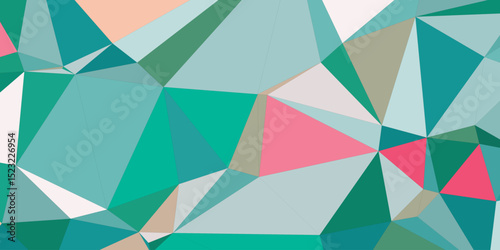 Abstract geometric polygonal pattern in shades of teal pink and green illustrating modern digital design