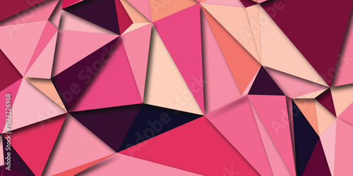 Abstract geometric polygonal background in shades of pink and purple with shadow effects for modern design