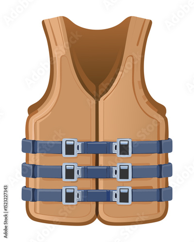Durable Brown Life Vest with Adjustable Straps