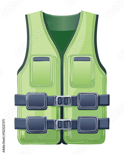 Practical Green Life Vest with Pockets