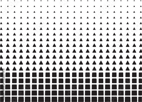 Abstract geometric transition pattern of triangles and squares