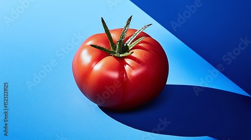 Red Tomato On Blue Background With Shadow