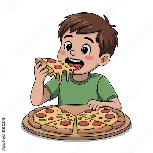 Happy boy enjoying delicious cheese pizza slice meal kid fun food cute food child lunch tasty sauce