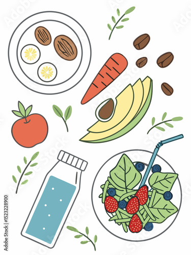 Healthy Eating Concept - Vector Illustration