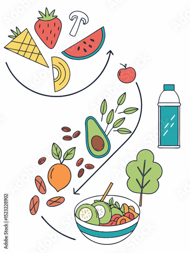 Healthy Eating Concept - Vector Illustration