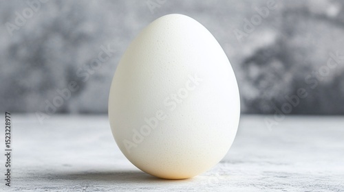 Single White Egg On A Gray Textured Surface