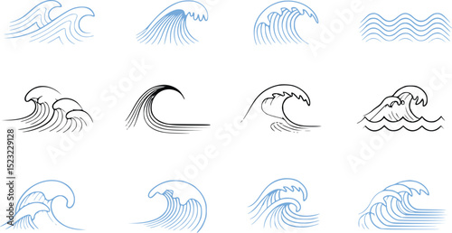 Vector illustration of various wave designs