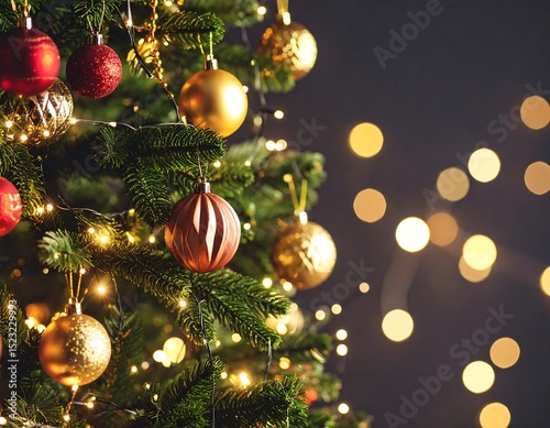 Christmas tree adorned with ornaments and lights