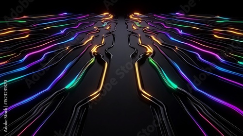 Signals Connecting a Stylized Thought Center to a Digital Array photo