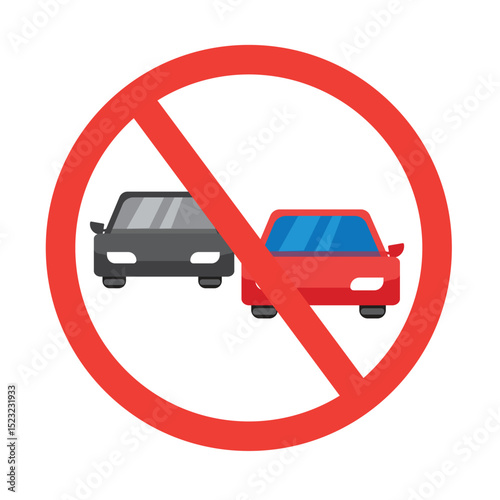 No Overtaking Traffic Sign Illustration – Road Safety Warning Symbol