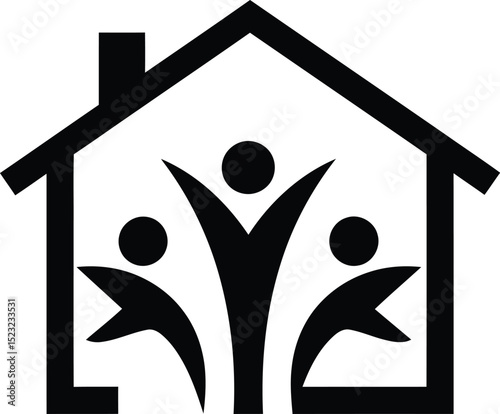 Vector family home logo design vector template for real estate and community support services icon
