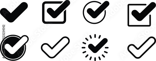 Vector check mark vector icon set collection symbol design graphic element ui ux web button app correct sign