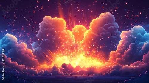 Explosion in space wallpaper background nebula galaxy stars clouds cosmic sky fantasy art design