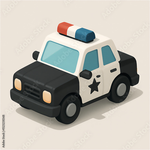 An isometric 3D police car icon