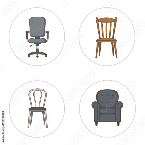 Chair icon set in front view