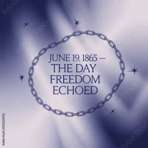 Juneteenth commemoration banner with symbolic broken chains on gradient backdrop