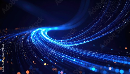 Ascending spiral stream of glowing data particles forming helix waveform
