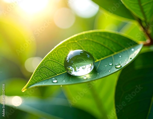 Dewdrop on vibrant leaf