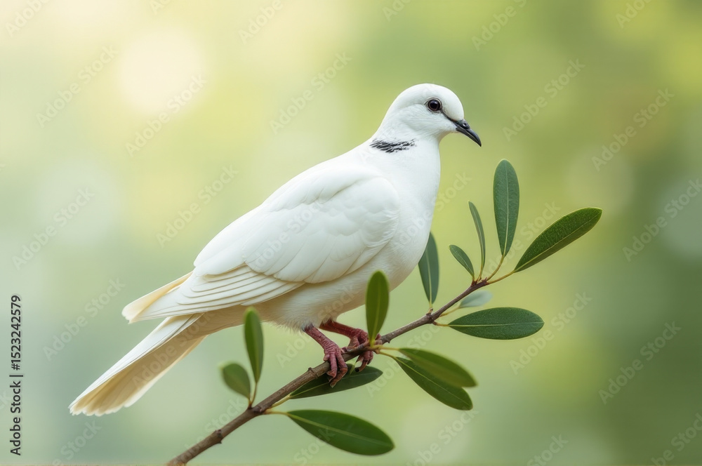 A white bird perched on the top of a tree branch, nature scene A white bird perched on the top of a tree branch, nature scene