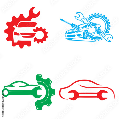 Set of car repair and transport icons for travel and vehicle design