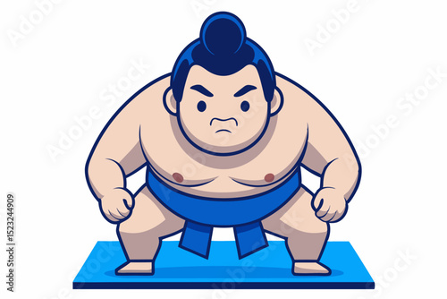 Sumo wrestler in stance, traditional sport, Japanese culture, sumo wrestling, athlete, martial art, competition, strength, sportswear, cultural heritage concept.