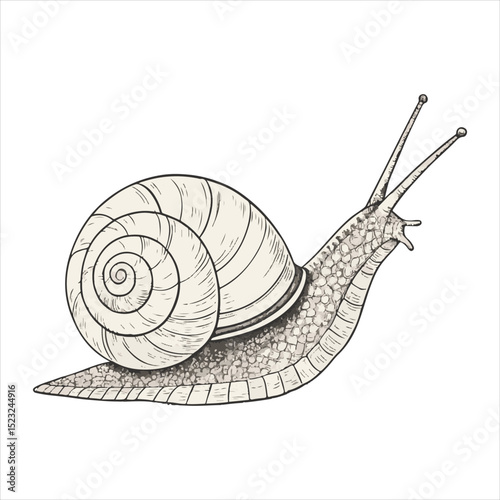 Snail vector illustration, cartoon clipart character, animal in flat style. Wild animals, wild creatures, wildlife concept. Snail vector design isolated on white backgroun.
