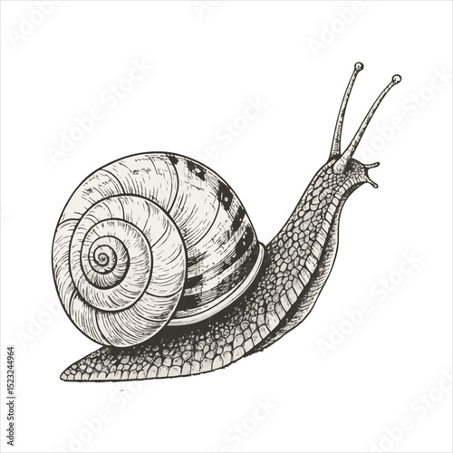 Snail vector illustration, cartoon clipart character, animal in flat style. Wild animals, wild creatures, wildlife concept. Snail vector design isolated on white backgroun.