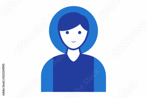 Blue minimalist avatar icon, simple profile, blue person, avatar design, flat icon, graphic element, vector art, user icon, basic shape, modern illustration concept.
