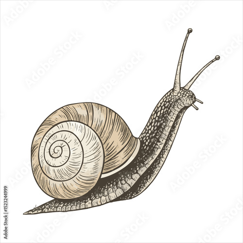 Snail vector illustration, cartoon clipart character, animal in flat style. Wild animals, wild creatures, wildlife concept. Snail vector design isolated on white backgroun.
