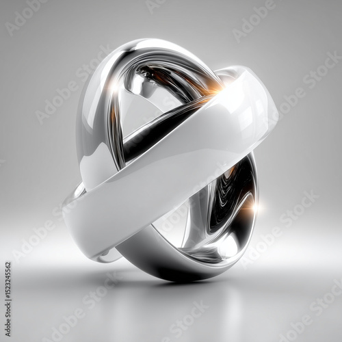 Stylized vector of interlocking metallic loops in modern design  