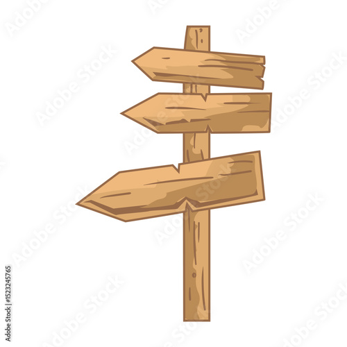 wooden sign left in vector format with separate white background