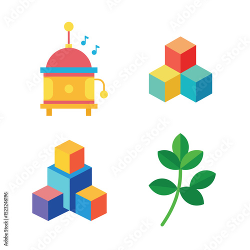 set of vector icons with cubes