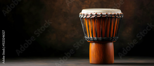 Wooden African Drum On Dark Background
