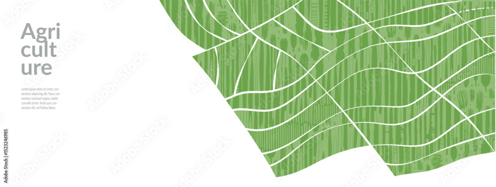 Fototapeta premium Background pattern with tea field in spring vector green landscape. Abstract wheat and rice farm design. Organic agro collage featuring paddy, corn, vineyard, nature drawing, earth art illustration