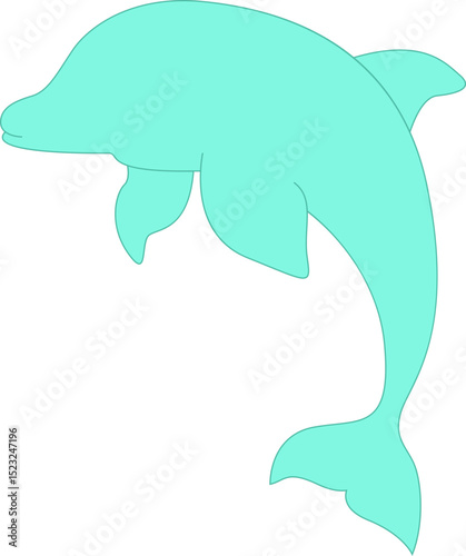 Simple dolphin silhouette of turquoise colors.
