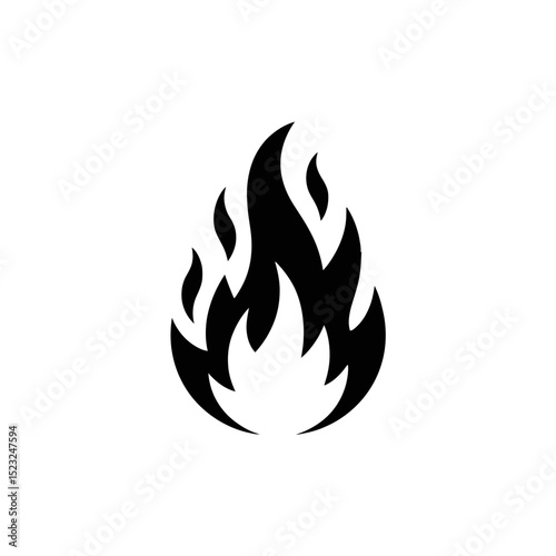 A bold, black flame icon