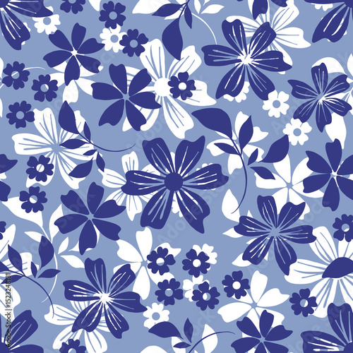 Blue and White Floral Seamless Repeat