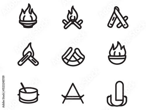 Campfire Pot Holder Minimalist 2D Line Art Version