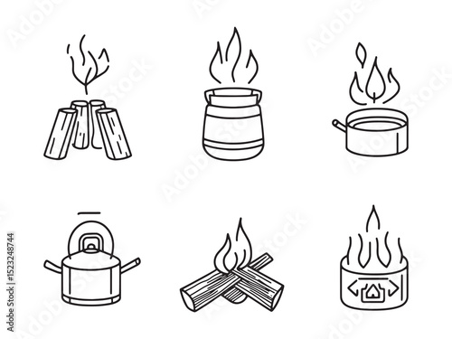 Campfire Pot Holder Minimalist 2D Line Art Version