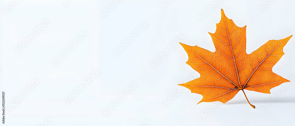 Fototapeta premium Closeup Orange Maple Leaf Against White Background