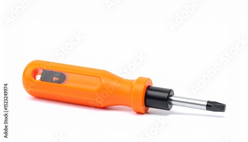 Tiny Orange Handle Crosshead Screwdriver Isolated on White Background with Clipping Path