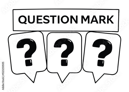 Question marks and answers 3D illustration for FAQ and problem solving