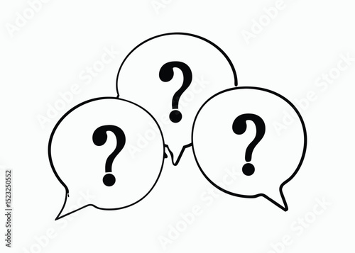 Speech bubbles with question marks, symbolizing curiosity, inquiry and uncertainty