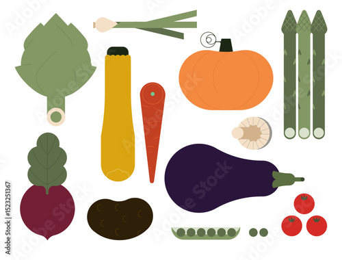 Go vegan. Healthy food. Different vegetables  isolated on white background vector illustration.