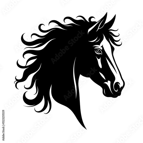 An elegant monochrome portrayal of a horse's head. showcasing the exquisite curves and the inner power of the equine form.